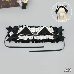 ヘッドドレス ロリータ 猫耳風  レース×リボン 甘ロリ KCカチューシャ ヘアアクセサリー