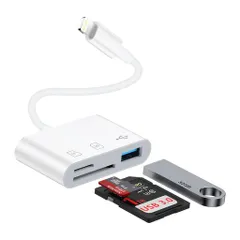 iPhoneSDカードリーダー3in1SDカード/TFカード/USB変換アダプタライトニングsdカードカメラリーダー設定不要高速双方向データ転送写真/ビデオ/ファイルメモリカードリーダーiPhone/iPad/カメラ/…