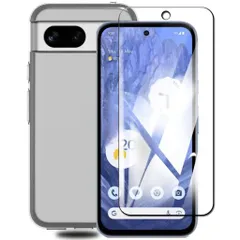 GooglePixel8a用のケース+Pixel8aフィルム【日本製素材旭硝子製】全面吸着高透過率硬度9Hラウンドエッジ加工グーグルピクセル8aガラスフィルム+ピクセル8aケース薄型軽量衝撃吸収傷つけ防止…