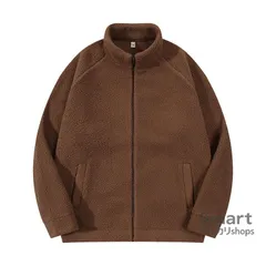 メンズ フリースジャケット スタンドカラー 裏起毛 厚手 ボア調 カジュアル 秋冬 防寒 アウター M260108-2