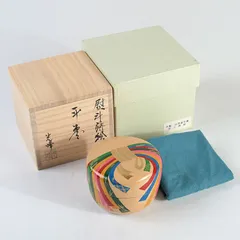 茶道具　輪島塗　川端光峰作　白漆塗　熨斗蒔絵　平棗　共箱　V　S546のサムネイル