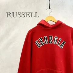 90s USA製 RUSSELL ラッセル ロゴ パーカー トップス L レッド  メンズ ファッション