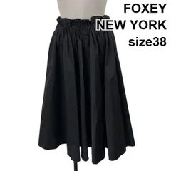 ■ フォクシーニューヨーク FOXEY NEW YORK スカート ミモレ丈 フレア 黒 綿混 38 M 9号 レディース S6A070のサムネイル