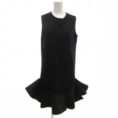 KOBE LETTUCE タグ付き ひざ丈 ワンピース 切替 黒 ブラック ラウンドネック ノースリーブ フリル裾 /KR ■GY58