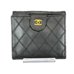 ❤️ 正規品　シャネル　二つ折り財布　CHANEL ❤️CHANEL 二つ折り財布 ブラック レザー 【公式通販】