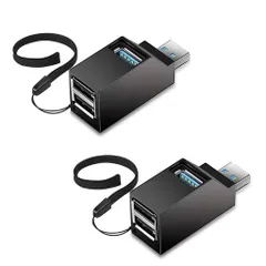 Usbハブusb拡張USB3.0+USB2.0*2ポート(2個ブラック)USBポート拡張高速データ転送ポータブル機能コンパクトMacBok/1Mac/SurfaceProなどのノートパソコンと他の互換性
