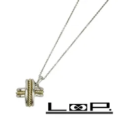 ティファニー ■美品■ シグネチャー クロス ネックレス コンビ SV925 YG750 シルバー イエローゴールド 5g 【523946】13