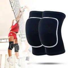 新品 膝サポーター 2個入りバレーボール ニーパッド 膝用 厚型 パッド付 左右兼用 固定 サポート 通気性 柔軟 伸縮 吸汗 速乾 衝撃吸収 着圧 登山 野球 踊りなど通用 膝ブレース 作業用 保護 男女兼用（ブラック Mサイズ）