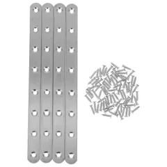 新品 GLEAVI ステンレス製 L字金具 4個セット 24.5Cm×1.9Cm×0.3Cm 木材用フラットブラケット 金属ブレース 取り付けネジ付 耐久性サポート用金具