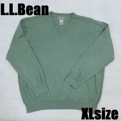 L.L.Bean ライトグリーン Vネック カシミヤ5％ コットン95％ エルエルビーン XL-REG コットンセーター
