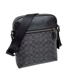 極美品コーチサリバンクロスボディーバッグ シグネチャーpvc 黒 COACH