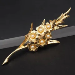 L731 NINA RICH ニナリッチ ブローチ フェイクパール フラワー ゴールド デザイン コスチュームジュエリー