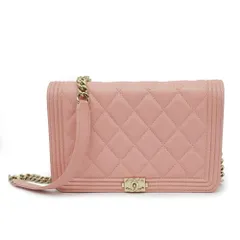 【名東】シャネル ボーイシャネル チェーンウォレット AP1117 ピンク ゴールド金具 キャビアスキン ショルダー バッグ マトラッセ レザー レディース