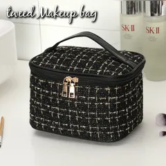ツイード メイクポーチ  バニティ 化粧ポーチ トラベルポーチ 収納