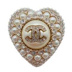 シャネル(CHANEL) ココマーク/ハート フェイクパール/ラインストーン  ブローチ ゴールド 2022 メッキ ゴールド金具 AB9393 L22B 新品同様 レディース アクセサリー ブローチ