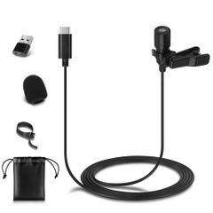 ラベリアマイクUSB-C、コンデンサーマイクiPhone16/15&AndroidType-C対応、USB-A接続でパソコン・ノートPCにも対応、200CM長さ、YouTube撮影・Vlog・ASMR・インタビュー・ポッドキャストに最適