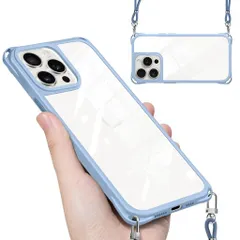 iPhone16Pro用ケースクリアショルダーストラップ付きiPhone16Pro用カバー肩掛け縄掛け斜めかけ透明TPUバンパーシリコン薄型軽量耐衝撃黄ばみなし落下防止アイフォン16プロ用ハードケース