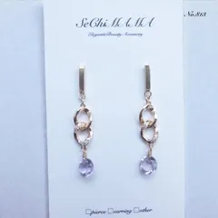 No.813✨天然石✨ エタナールアメジスト・フープピアス