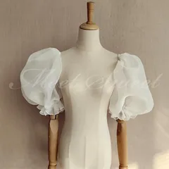 【新品?未使用】ドレスアレンジ 取り外し袖 付け袖 つけ袖 パフスリーブ 二の腕カバー 花嫁 結婚式 二次会 披露宴 お色直し 前撮り フォー