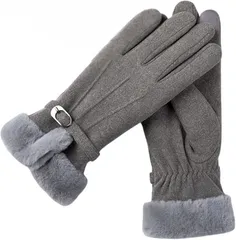Elixio エリクシオ 手袋 レディース スマホ対応 グローブ 裏起毛 防寒 防風 保温 軽量 ふわふわ 可愛い お洒落 プレゼント 通勤 通学 フォーマル カジュアル 冬 (グレー)