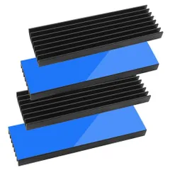 Tuloka4個ヒートシンク導熱接着シート4pcs付き熱暴走対策冷却ラジエーターフィンCPUICチップ回路基板LEDアンプに適用アルミニウム黒70mmx22mmx6mm