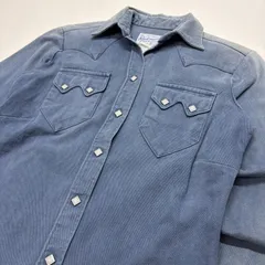 米国製 ロックマウント ウエスタンシャツ ソートゥース ダイアモンドスナップ USA製 Rockmount Ranch Wear ヴィンテージ 古着 70s 80s TRU-WEST メンズ レディース アメカジ カウボーイ ブルー 希少【6021SA】