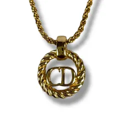 クリスチャンディオール　Christian Dior サークルロゴ　ネックレス　CD ゴールド金具　ヴィンテージ
