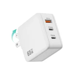 PDUSB充電器65WGaNTypeC急速充電器高速充電器PD対応USB-Cx2&USBA3ポートGaN(窒化ガリウム)折りたたみ式プラグPSE技術基準適合