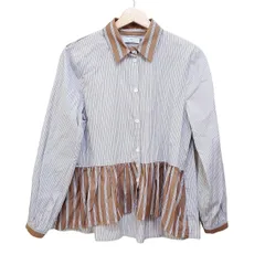 PaulSmith(ポールスミス) 長袖シャツブラウス サイズ38 L レディース美品  - ダークブラウン×ライトグレー×マルチ ストライプ/フリル