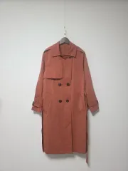 ハン(HAN)ギャラリー ダブル ボタン ロング ウィンドブレーカー トレンチ コート