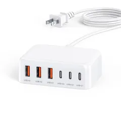 USBコンセント合計100W6ポートUSBC急速充電器ACアダプターPD20Wタイプcアダプタ電源タップ携帯アイフォンiPhone16充電ステーションiPhone/Galaxy/Android/スマートフォン
