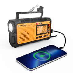 XHDATAD608 방재 라디오 솔라 수동 회전 라디오 FM/AM/SW/와이드 FM 대응 단파 라디오 소형 휴대용 라디오 손전등 독서 램프 첨부 SOS 경보 MP3 플레이어 무선 스마트폰에 충전 가능 USB-C 충전식 전지…