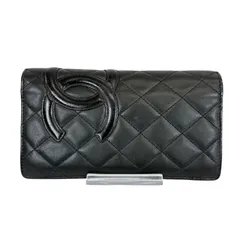 【人気・美品】CHANEL シャネル ラムスキン カンボンライン マトラッセ ココマーク フラップ ロング ウォレット 二つ折り 長財布 13番台 シルバー金具 ブラック 黒色 ピンク レザー 本革 メンズ レディース ユニセックス 2009～2010年製