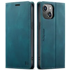 iPhone15ケースiPhone15手帳型ケースcaseRFID磁気防止スキミング防止スマホケース携帯カバー肌触り良い肌感レザースタンド機能薄型360度保護高質感(iPhone156.1inch対応)ターコイズ