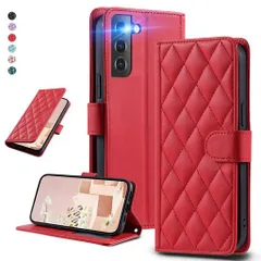 UnivoColorsGalaxyS225G(SCG13/SC-51C)キルティングレザー調手帳型ケースエレガント高質PUマグネット開閉式カード収納機能スタンド機能液晶全面保護レンズ保護ストラップ付属(レッド)