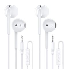 MOSWAG 유선 이어폰 마이크, 3.5mm 잭 귀 헤드폰 스마트폰, 컴퓨터, 노트북, MP3 플레이어 등에 적합한 마이크 포함