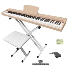 【木製電子ピアノ3セット】Longeyeロンアイ電子ピアノ88鍵盤MOLD2スタンド付き椅子付き日本語表記二つヘッドホン同時使用MIDI端子対応10mmストローク380種類音色移調DREAM音源初心者練習にピ…