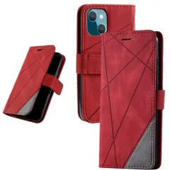 UnivoColorsiPhone13手帳型ケースカード収納スタンド機能サイドマグネットTPUケース軽量ストラップ付きQI充電対応横置き機能防指紋レンズ保護全面保護(レッド)N