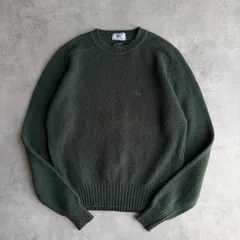 90s/IZOD LACOSTE/アイゾッド ラコステ/ウールニット/フリーダムスリーブ/プルオーバー/クルーネック/糸巻きタグ/ワニ刺繍/ダークグリーン/jmaple