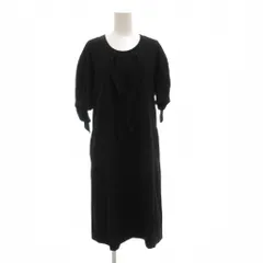 インゲボルグ INGEBORG ワンピース 半袖 ミモレ ロング クルーネック リボン 黒 ブラック /AE ■GY60