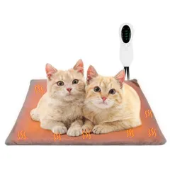 ペット用ホットカーペットペットヒーター10段階温度調整3段階タイマー付き50*45cm猫犬小動物対応ヒーターマット噛み付き防止寒さ対策カバー付きペット用ヒーターペットヒーターマット