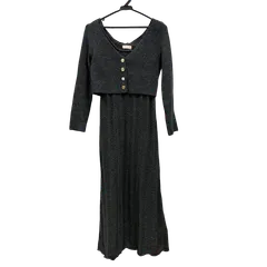 B073 RESEXXY リゼクシー アンサンブルレース ニット セット ワンピース ロング グレー ノースリーブ レディース カーディガン