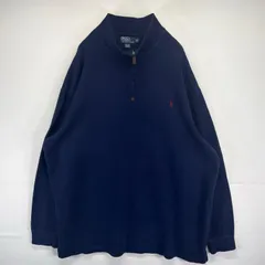 古着 ポロバイラルフローレン Polo by Ralph Lauren ニット トレーナー ハーフジップ ワンポイント セーター 3XLT  ネイビー メンズ