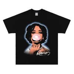 音楽 クイーン リバナ プリント Tシャツ メンズ ストリートヒップホップ 夏 クール カジュアル オシャレ ブラック02