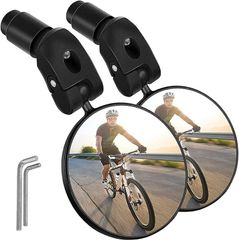 MORY TRADE Bicycle Mirror, Rearview Mirror, Bar End Mount, Adjustable, Lightweight, Foldable, for Road Bikes and Mountain Bikes (Black, Set of 2)