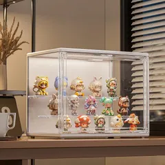 BENYI フィギュアケース アクリルケース LED照明 人感センサー付け マグネット式扉 透明展示ケース コレクションケース 積み重ね可能 組立簡単 防水防塵 収納棚 大容量 耐久性 (幅36x奥18x高さ22cm)