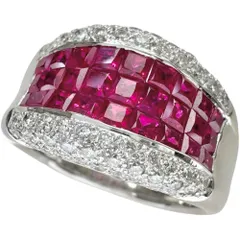 13.5号 ルビー 2.40ct ダイヤモンド 0.60ct リング・指輪 K18WGホワイトゴールド 18金  11.7g レディース 【中古】【真子質店】【NN】