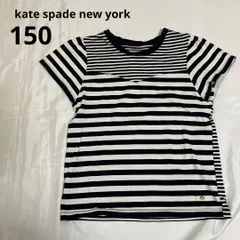【150】ケイトスペード Tシャツ 半袖　ボーダー　ブラック　ホワイト　ハート綿