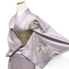 スワトウ刺繍 刺繍 訪問着 絞り 扇 花模様 ヱ霞 着物 015b p - メルカリ