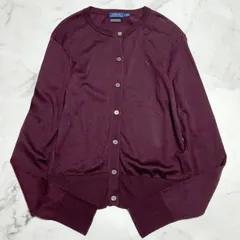 ポロラルフローレン　POLO RALPH LAUREN 刺繍ポニーロゴ　ピマコットン　ボルドー　長袖　クルーネック　カーディガン　トップス　レディース　Sサイズ